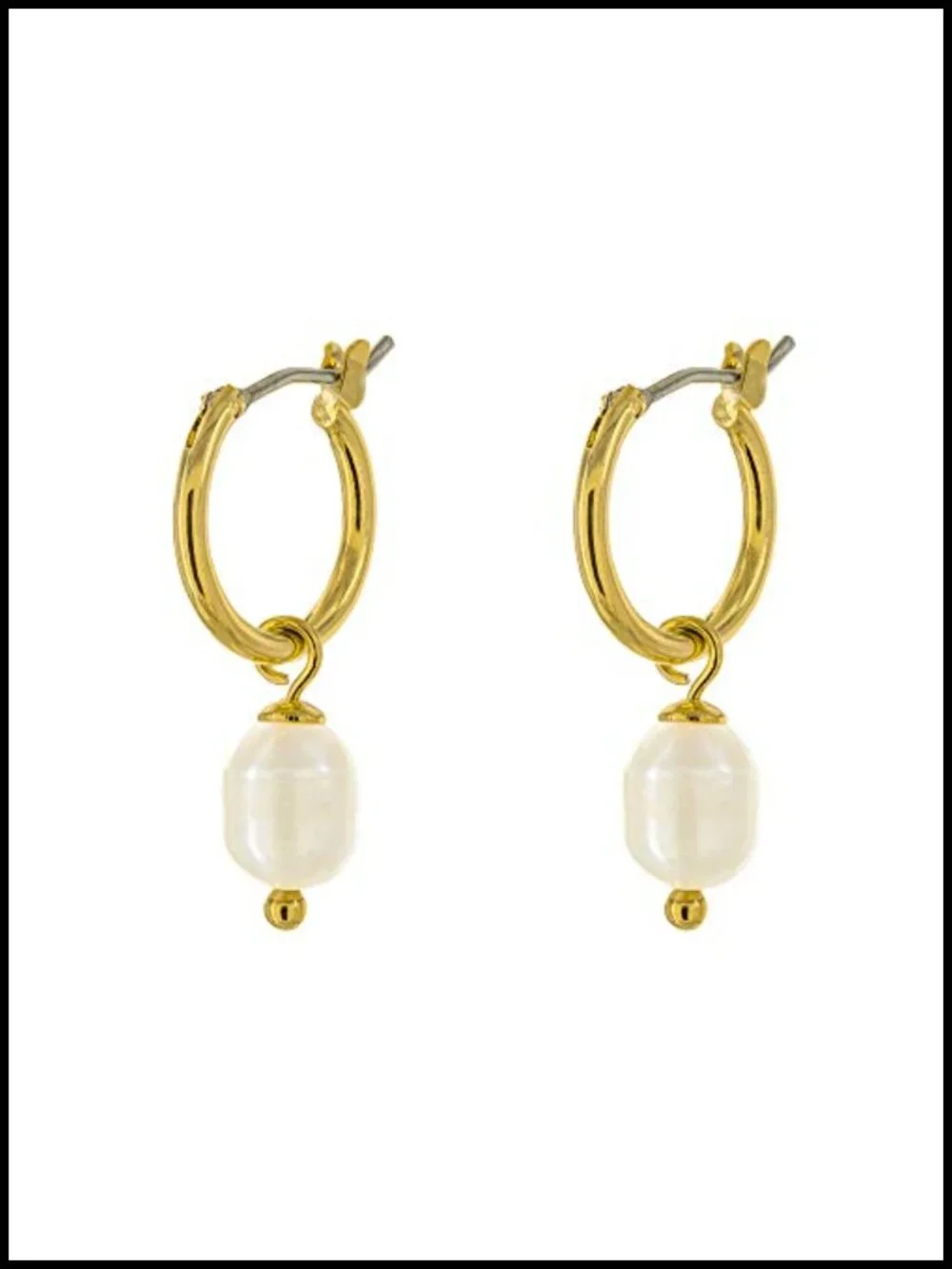 14K Gold Plated Charm Huggie Hoop Earrings - Butterfly Pearl Drop Cowry Shell